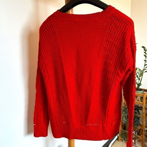Tommy Hilgiger 100% cotton red cable knit sweater - M - Picture 3 of 9